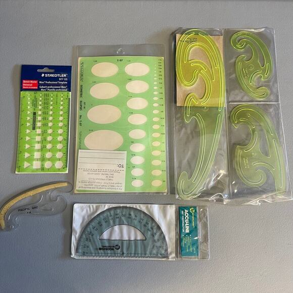 Curve Tools Set - Staedtler Mars Alvin Vocational Curve , Sterling Accu-Line 180 - Picture 1 of 8